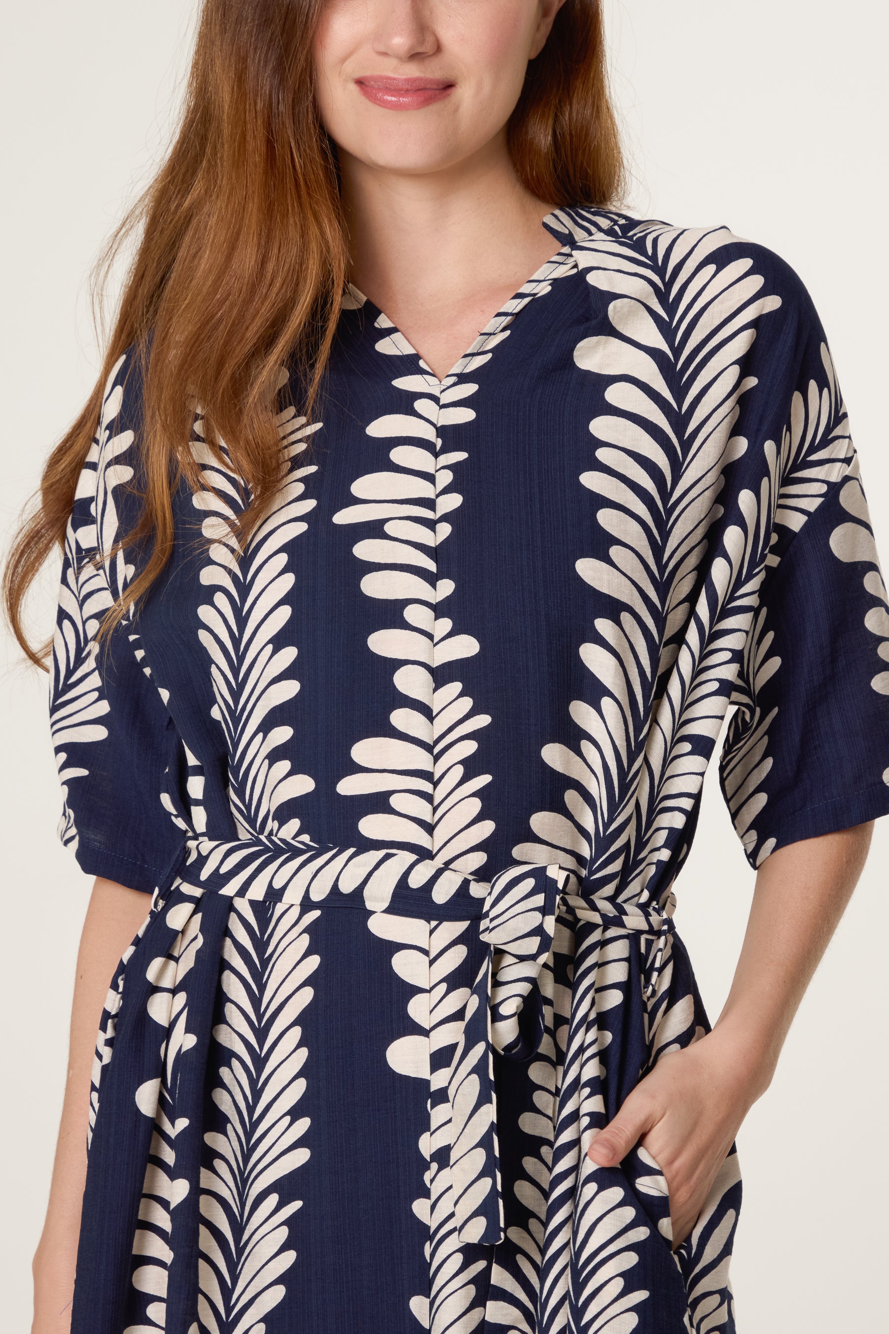 Leaf Vines Belted Dress