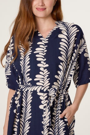 Leaf Vines Belted Dress