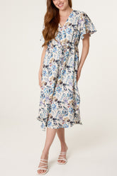 Water Colour Leaf Button Dress