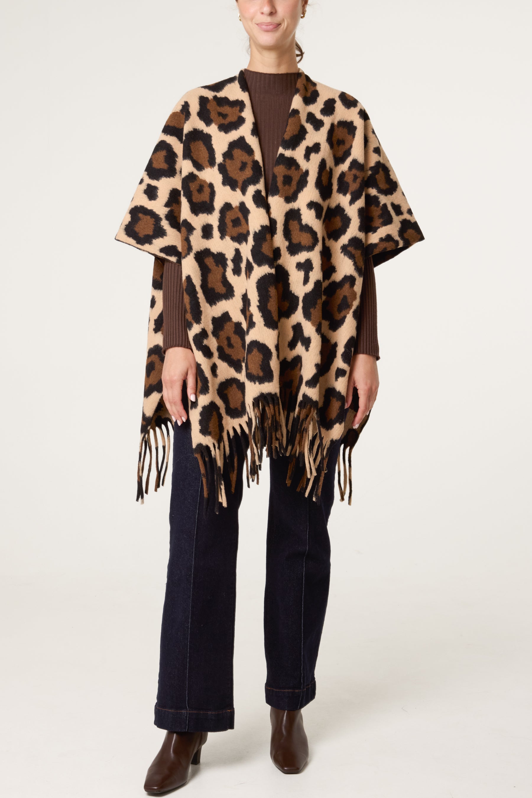 Bold Leopard Print Cape Poncho