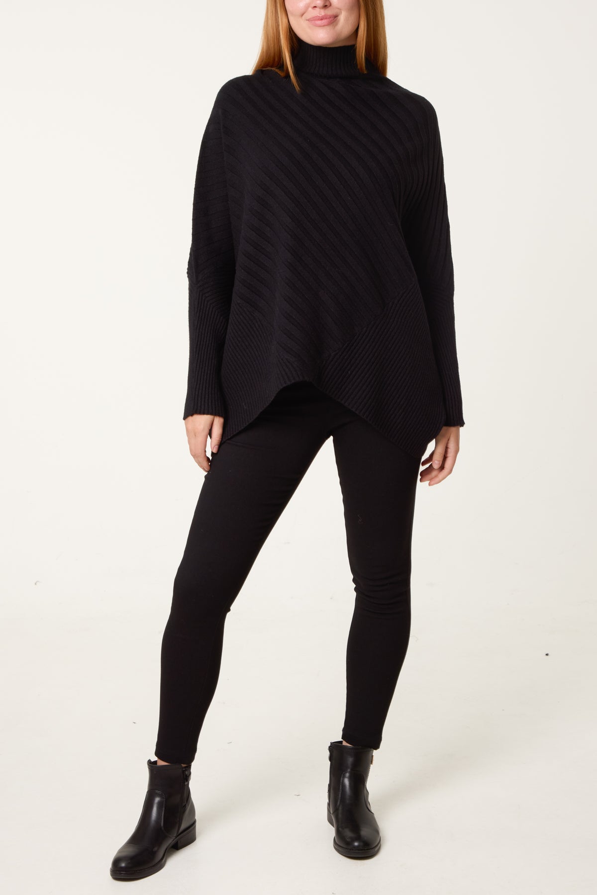 Ribbed Batwing Knit Jumper