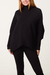 Ribbed Batwing Knit Jumper