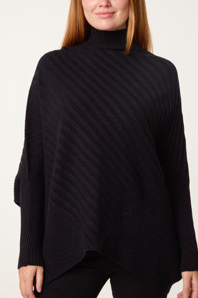 Ribbed Batwing Knit Jumper