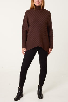 Ribbed Batwing Knit Jumper