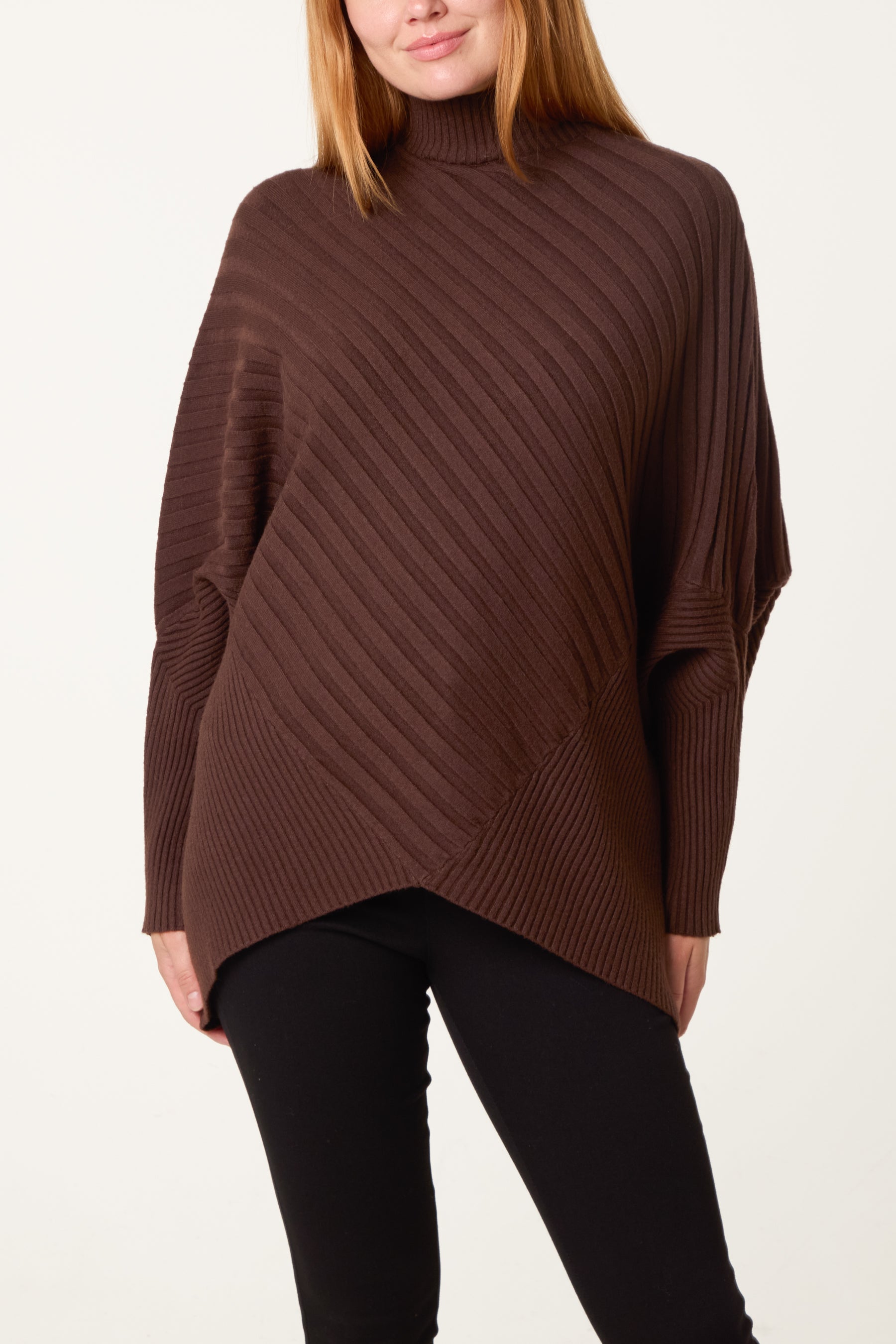 Ribbed Batwing Knit Jumper