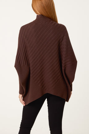 Ribbed Batwing Knit Jumper