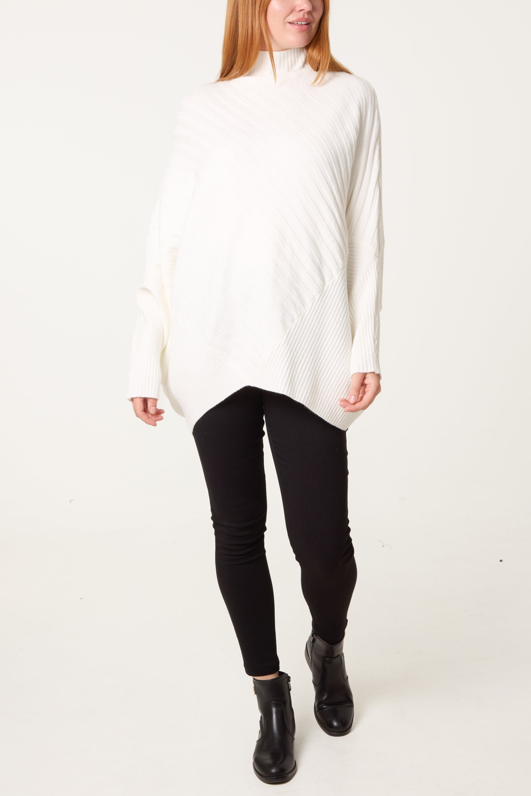 Ribbed Batwing Knit Jumper