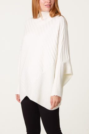 Ribbed Batwing Knit Jumper