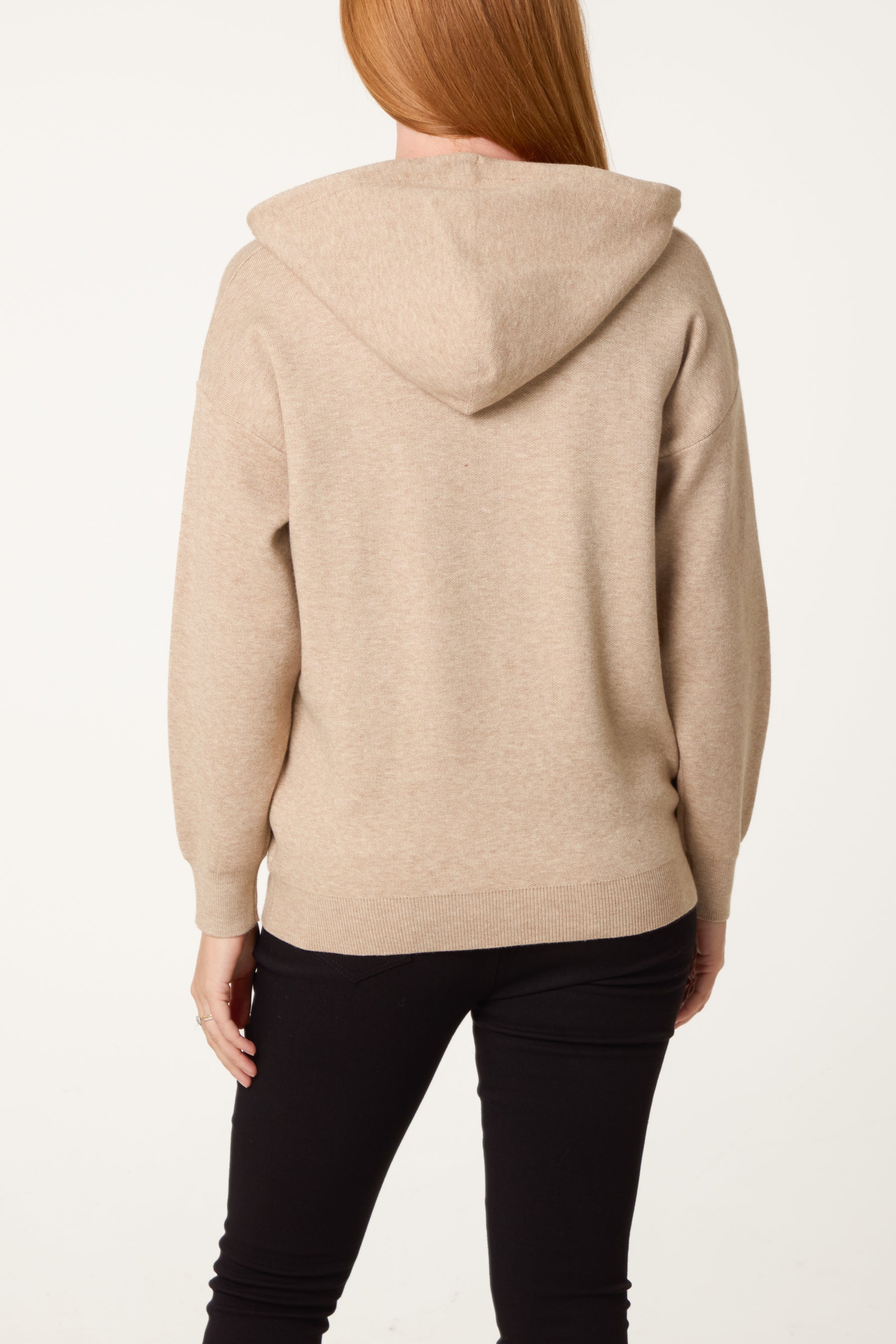 Embellished Heart Hooded Knit Jumper