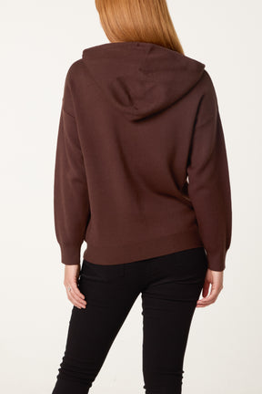 Embellished Heart Hooded Knit Jumper