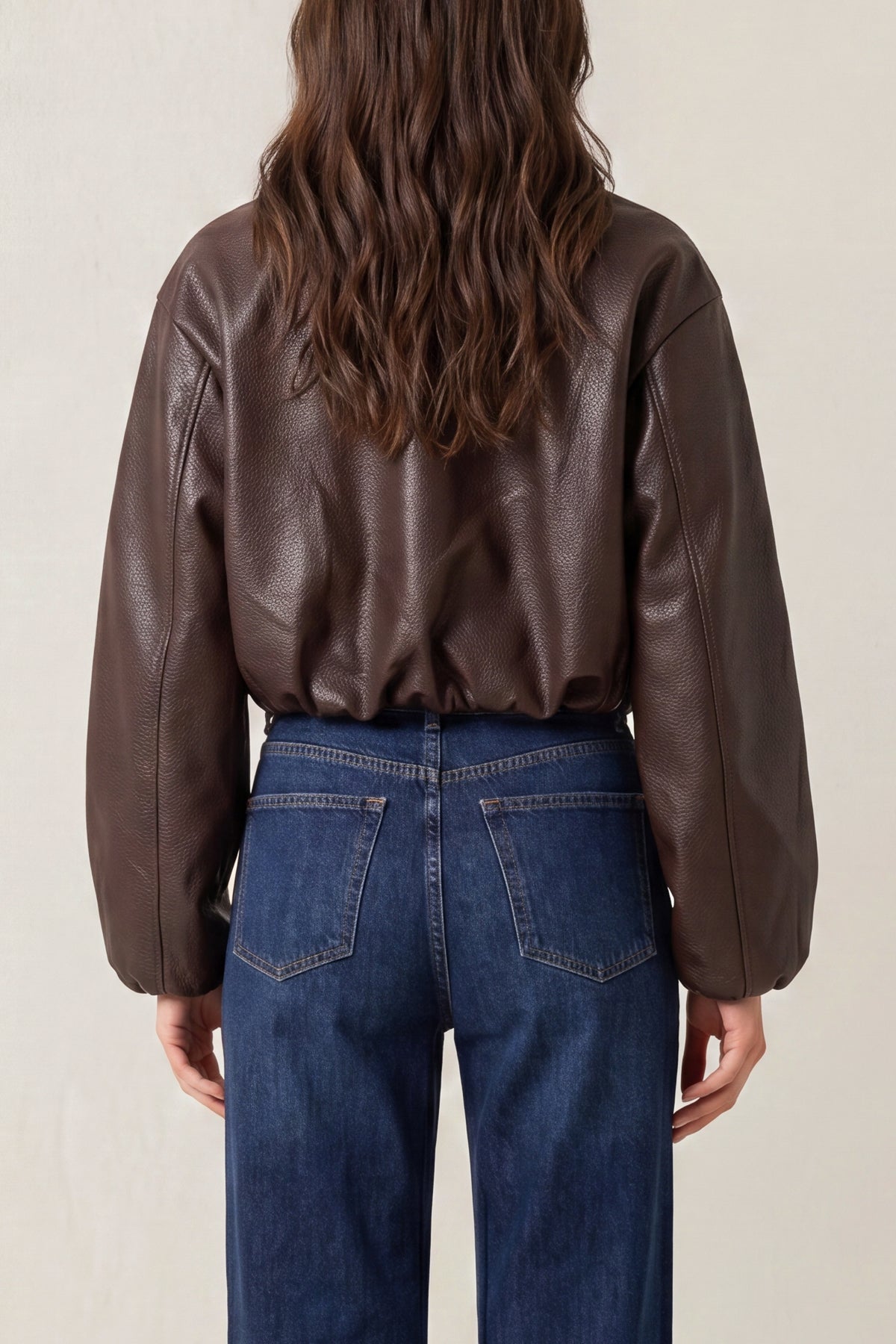 PU Puff Ball Cropped Collar Jacket