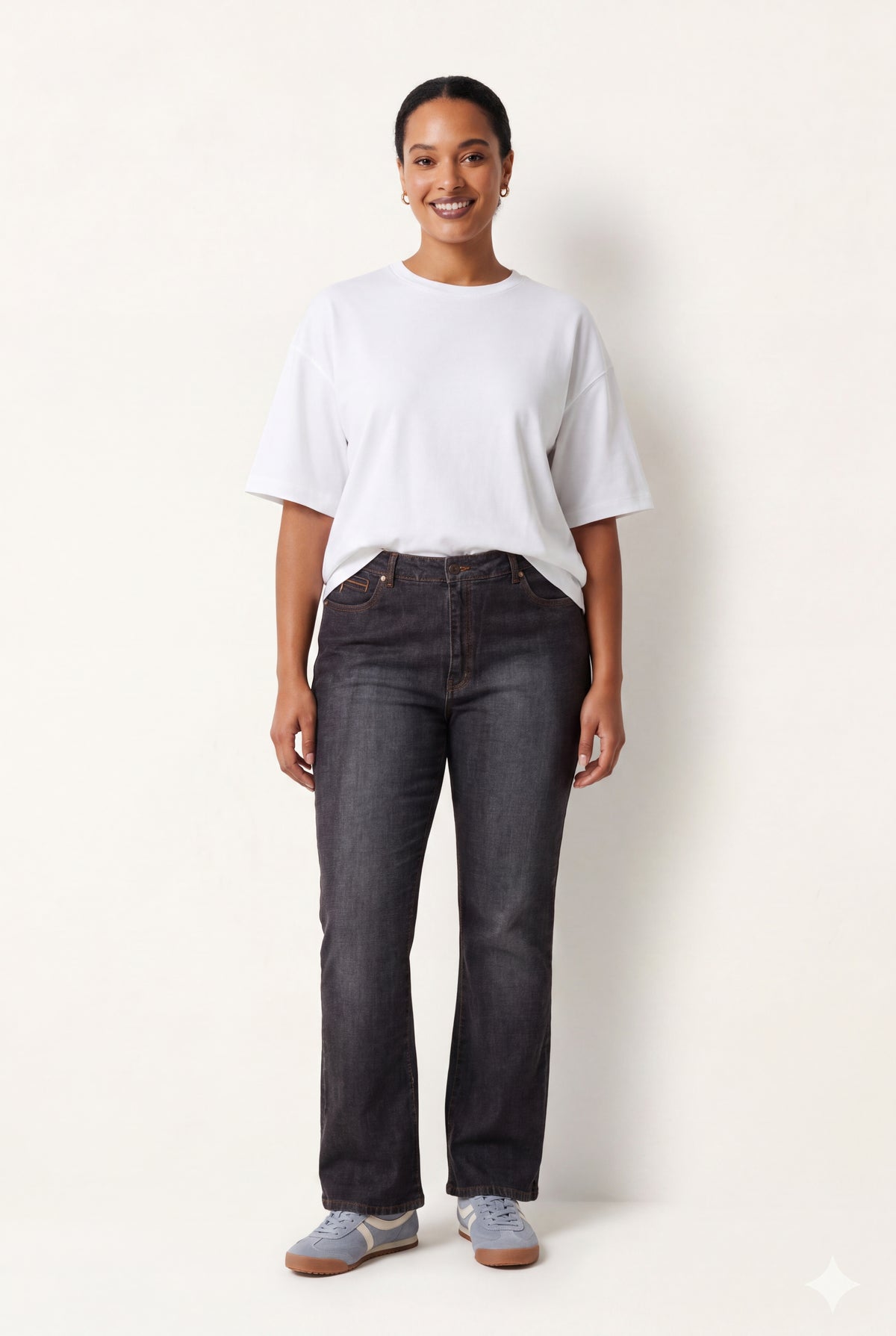 Curve Dark-Denim Double Button Jeans