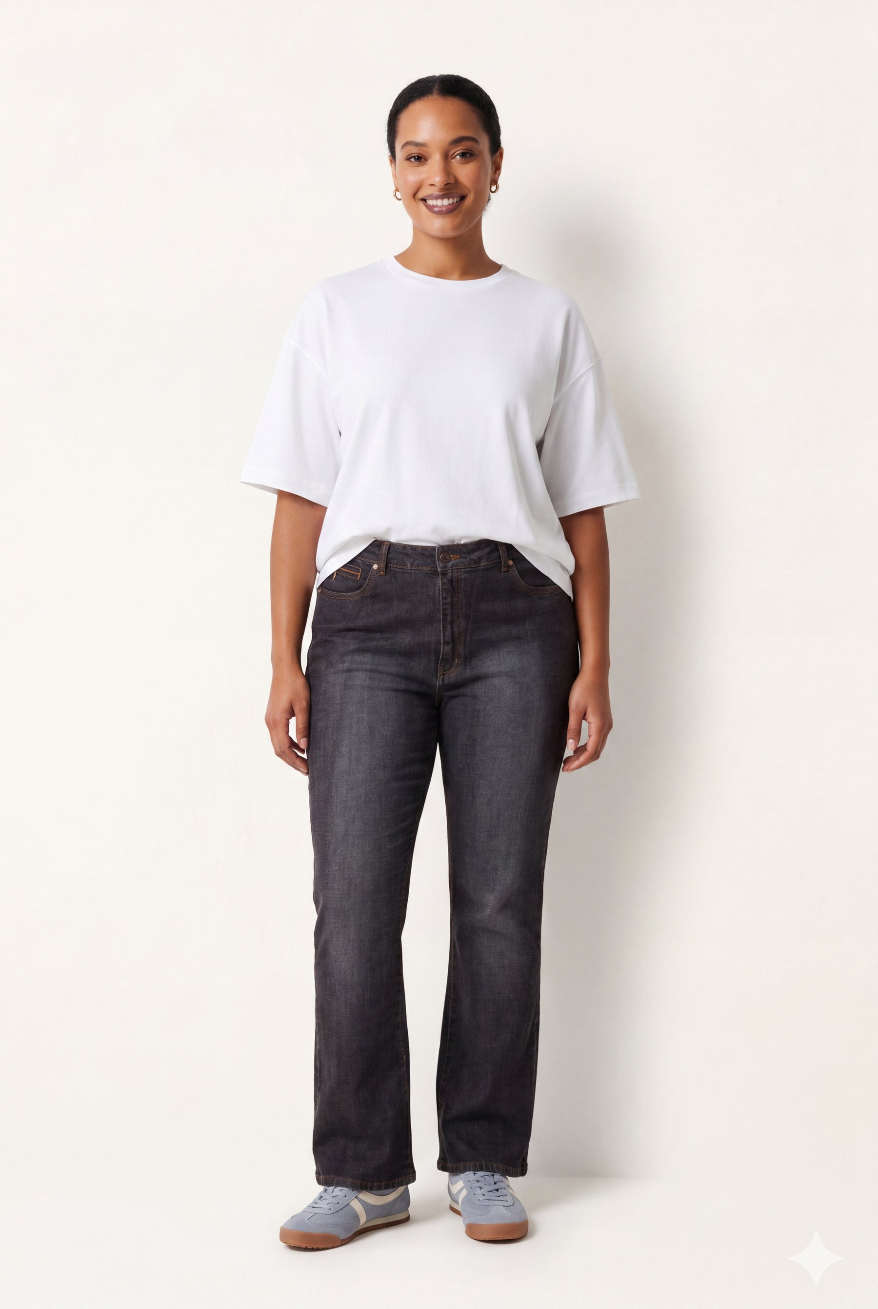 Curve Dark-Denim Double Button Jeans
