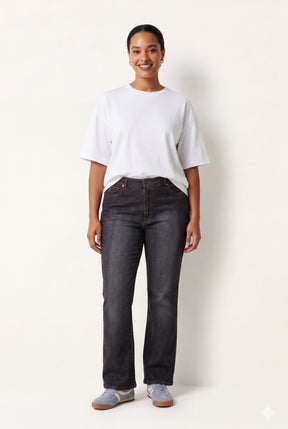Curve Dark-Denim Double Button Jeans