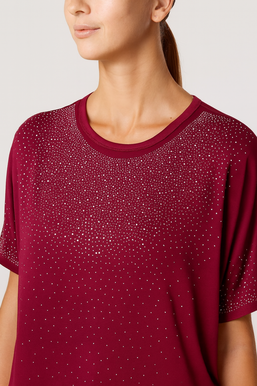 Diamante Embellished Round Neck Top