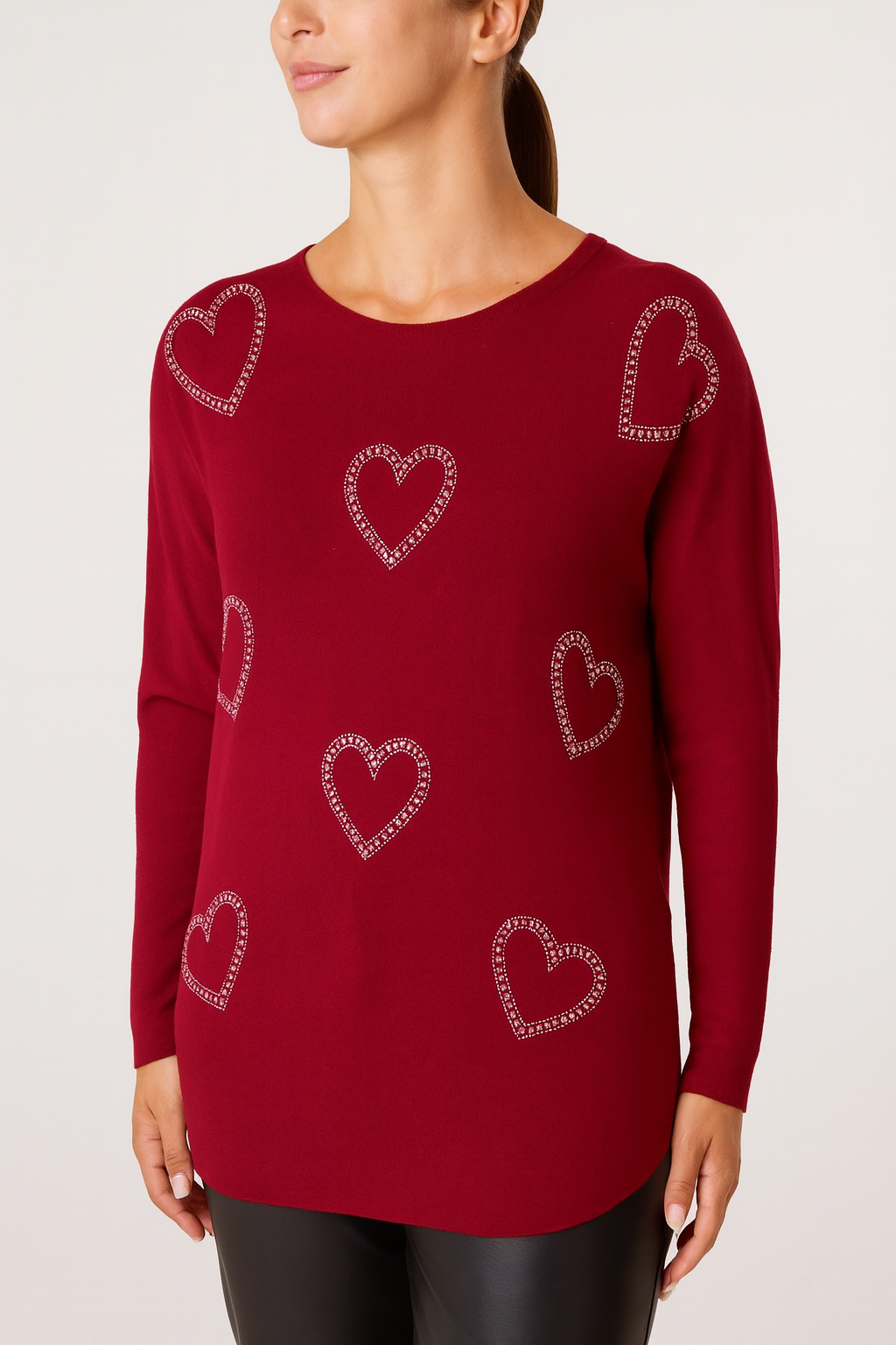 Sequin Heart Fine Knit Jumper
