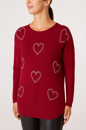 Sequin Heart Fine Knit Jumper