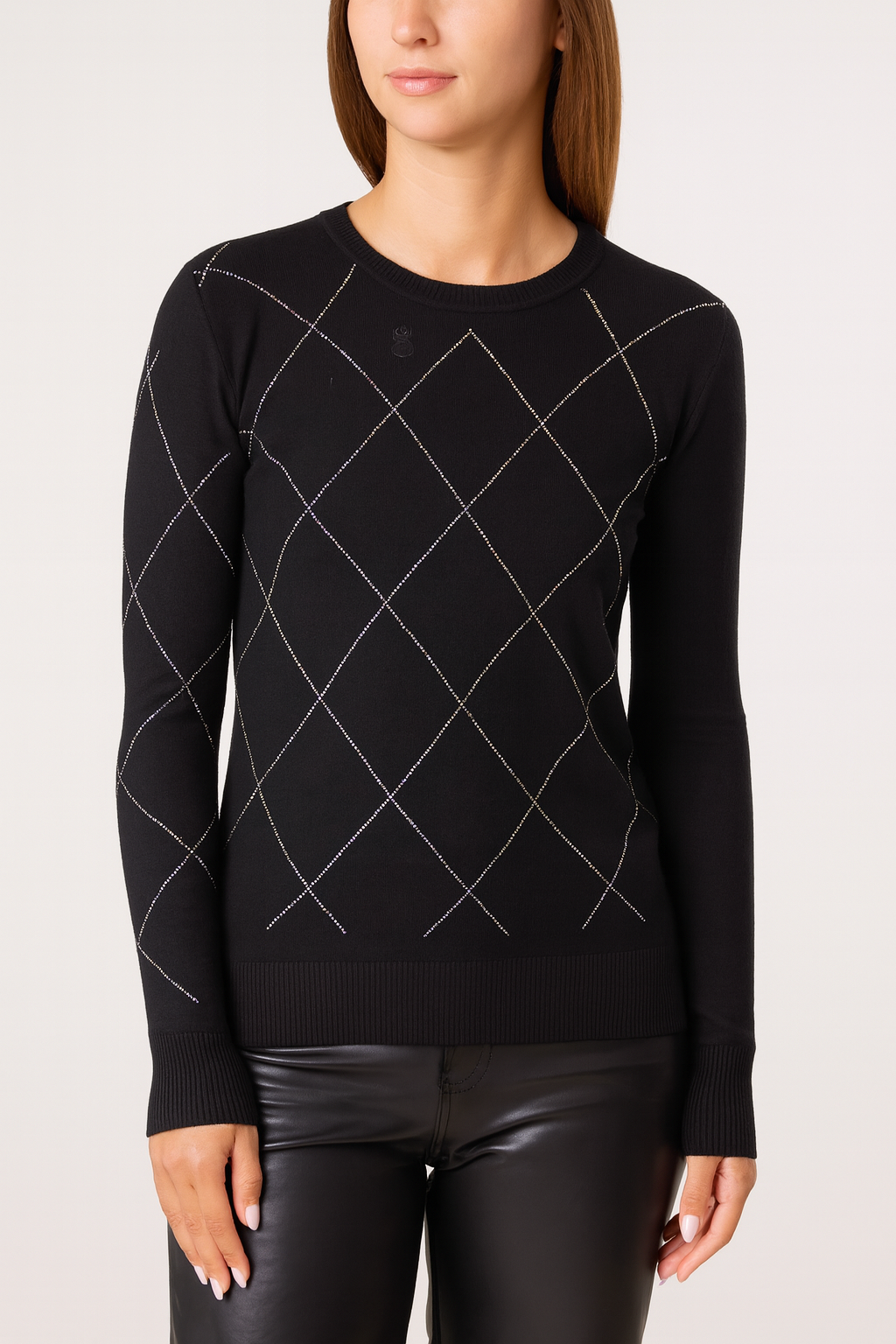 Embellished Diamond Print Jumper