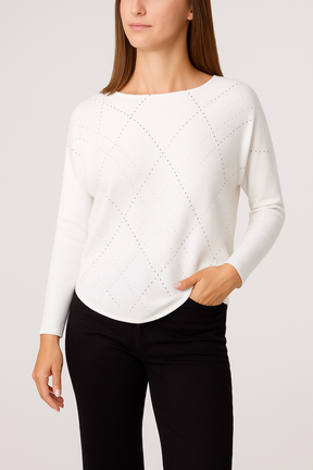 Embellished Diamond Patterned Jumper