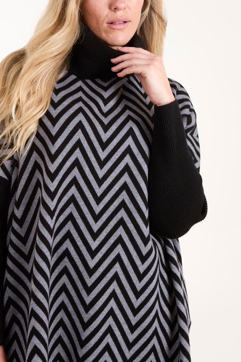 Zig Zag High Neck Jumper