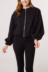 Soft Touch Zip Up Bomber Jacket