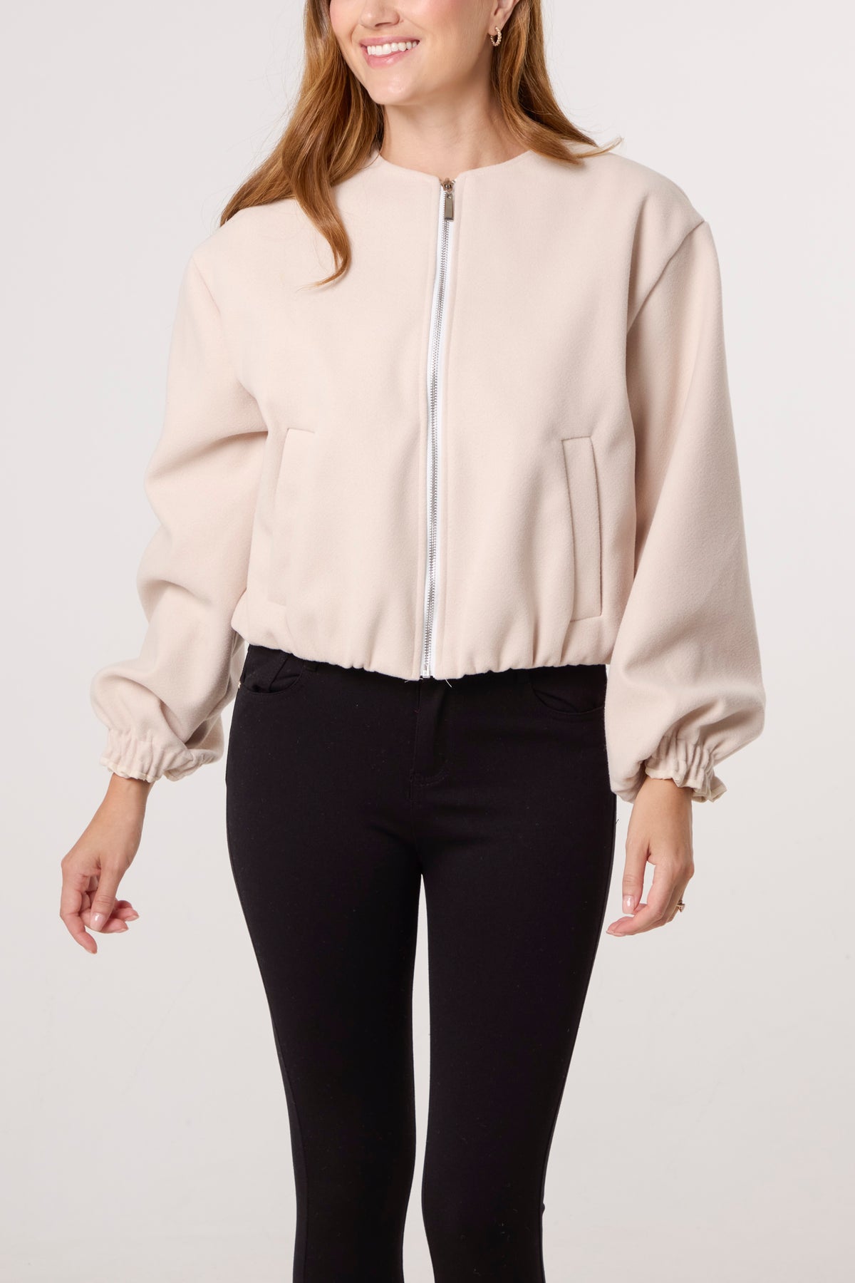 Soft Touch Zip Up Bomber Jacket