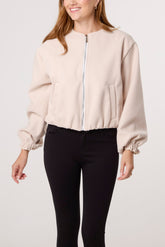 Soft Touch Zip Up Bomber Jacket