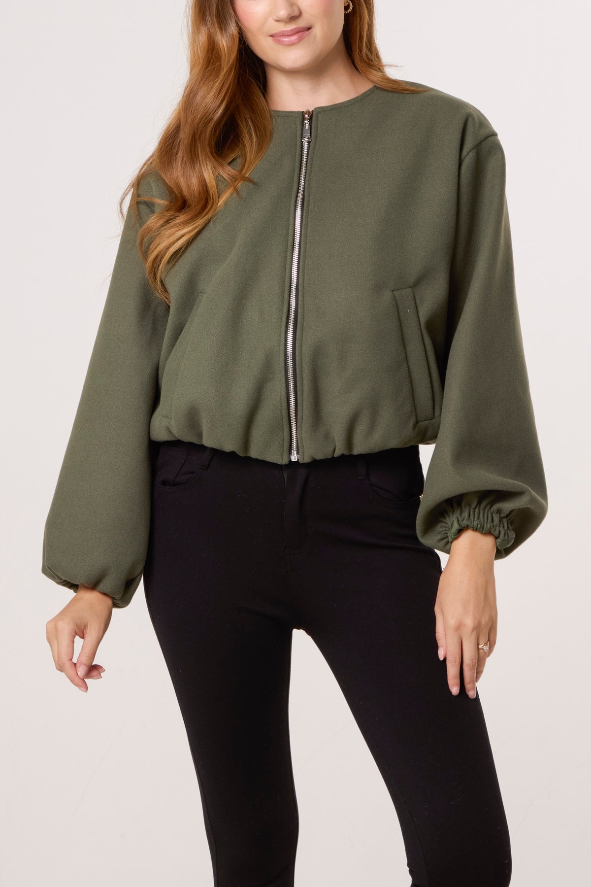 Soft Touch Zip Up Bomber Jacket