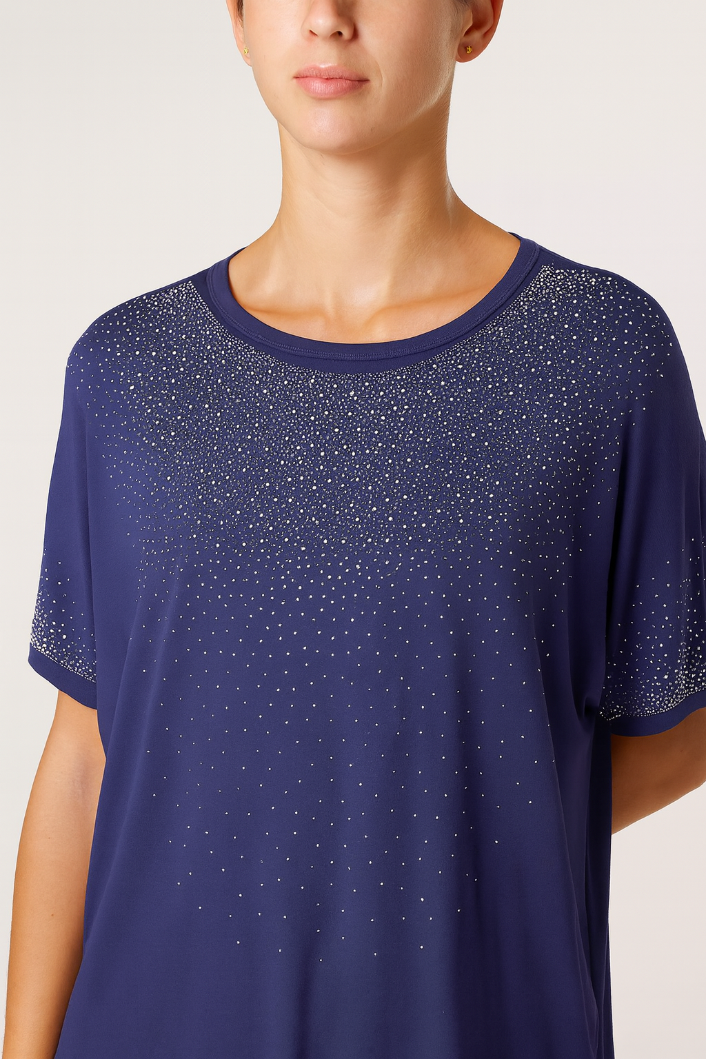 Diamante Embellished Round Neck Top