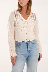 Embroidery & Crochet Butterfly Top