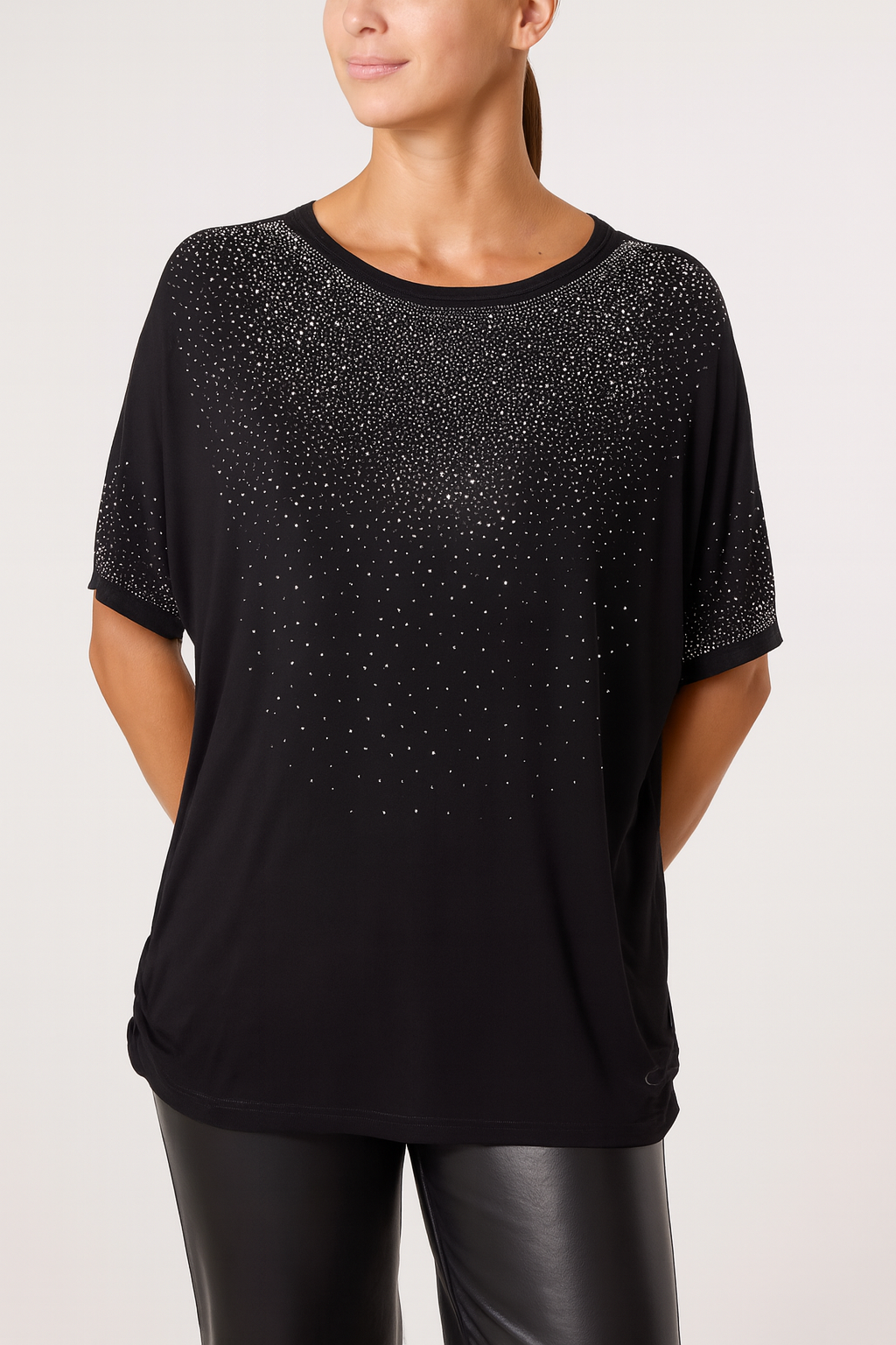 Diamante Embellished Round Neck Top