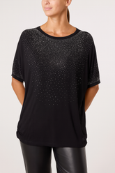 Diamante Embellished Round Neck Top