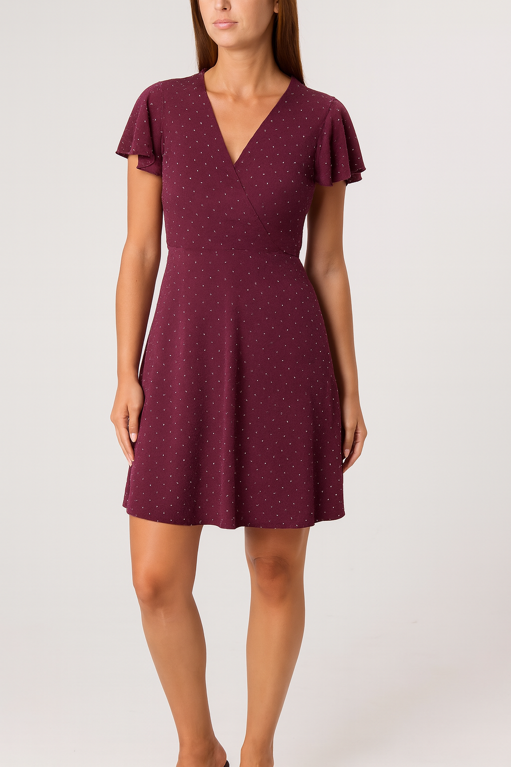 Flutter Sleeve Diamante Wrap Dress