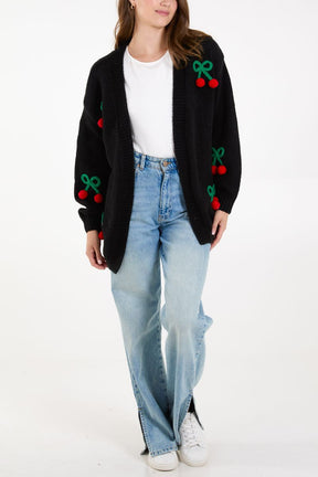 Cherry Embroidery Knit Cardigan