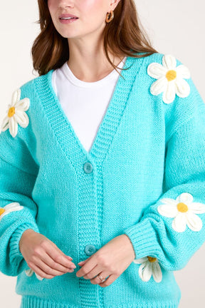 Knitted Daisies Button Cardigan