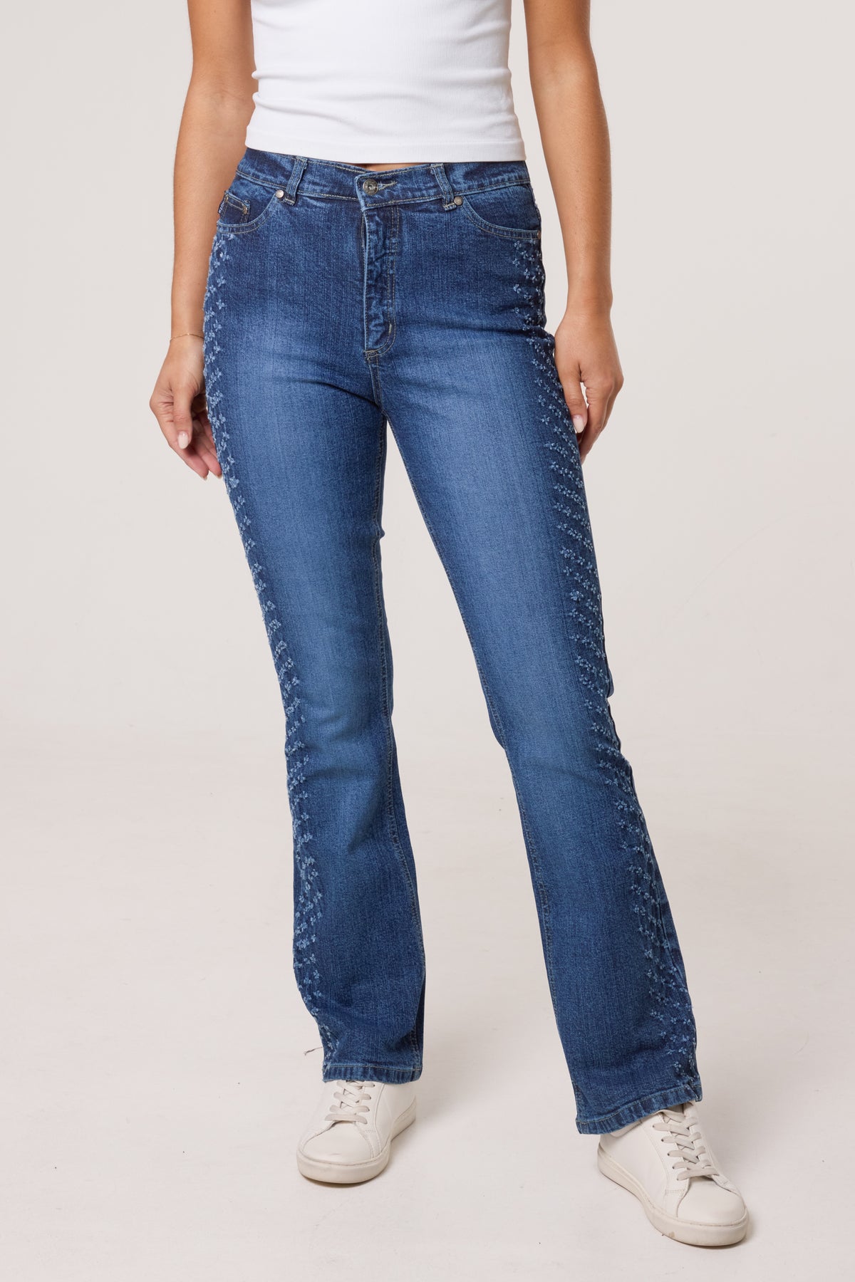 Distressed Flower Side Jeans