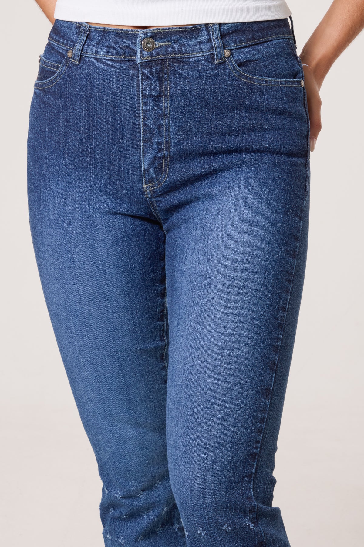 Distressed Flower Leg Jeans