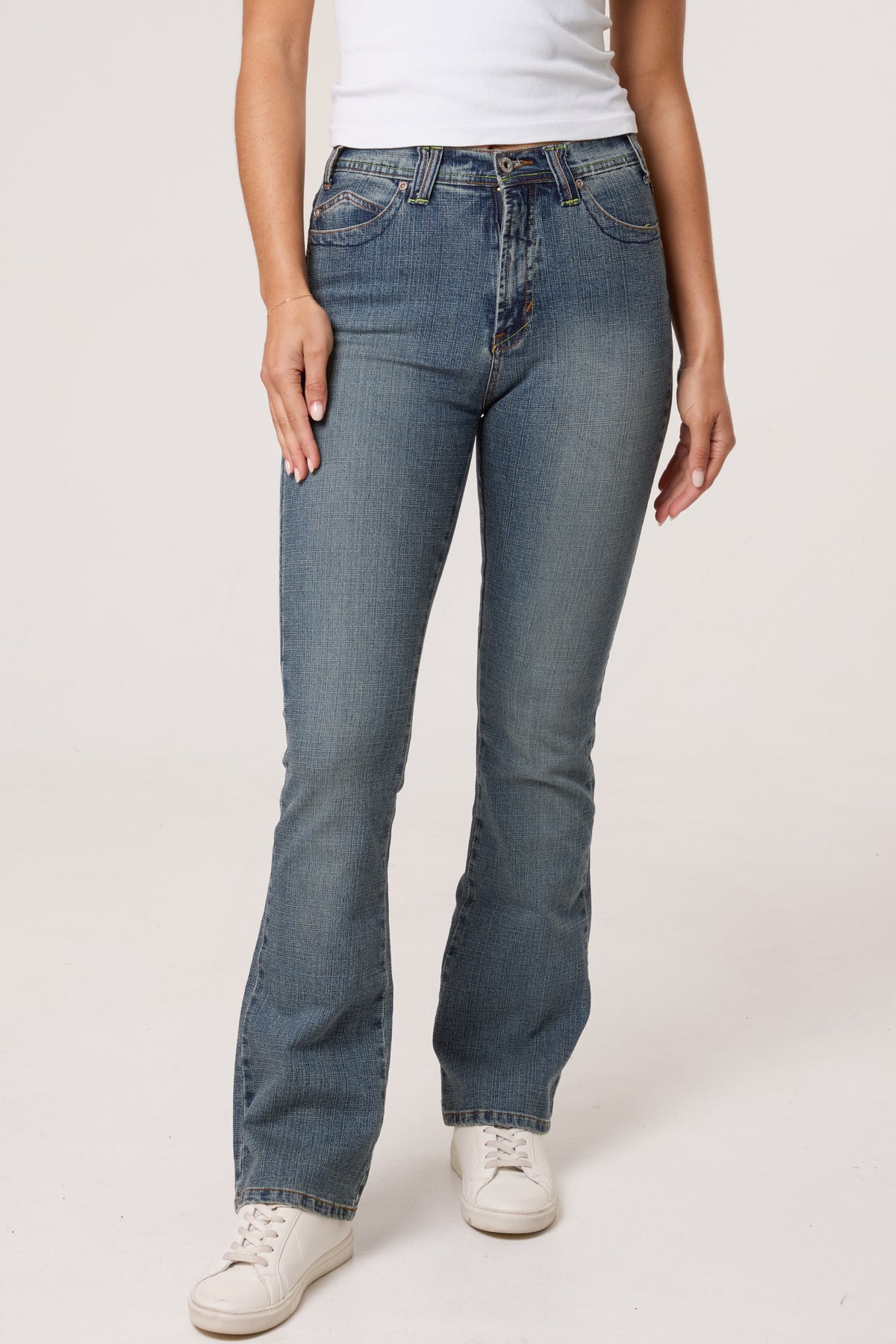 Washed Denim Green Stitch Jeans