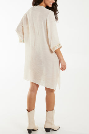 Crochet Tassel Lightweight Cotton Tunic Dress