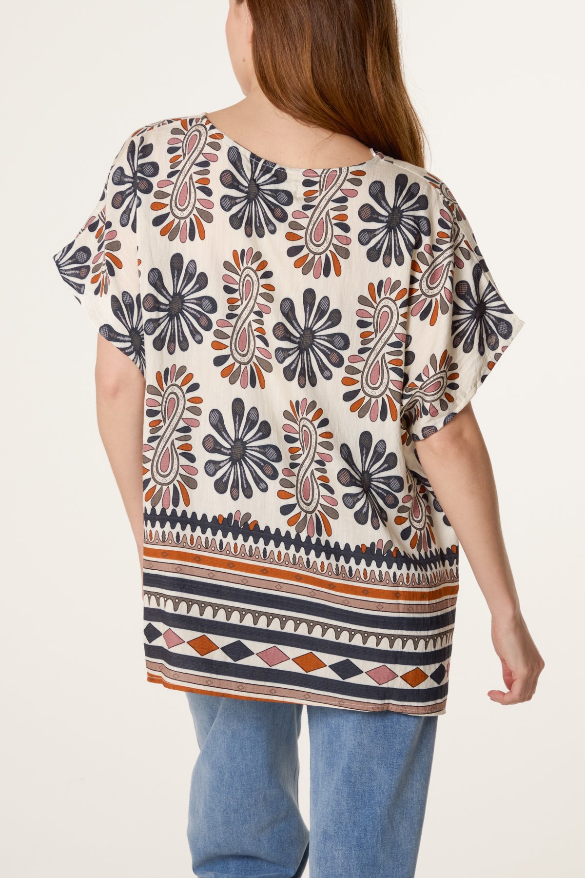Floral Border Print Top