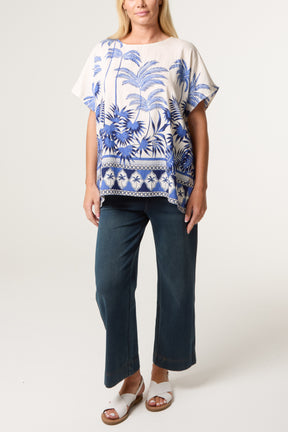 Palm Tree Border Print Top