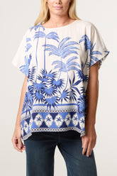 Palm Tree Border Print Top