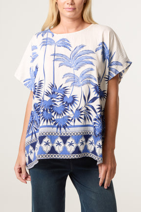 Palm Tree Border Print Top