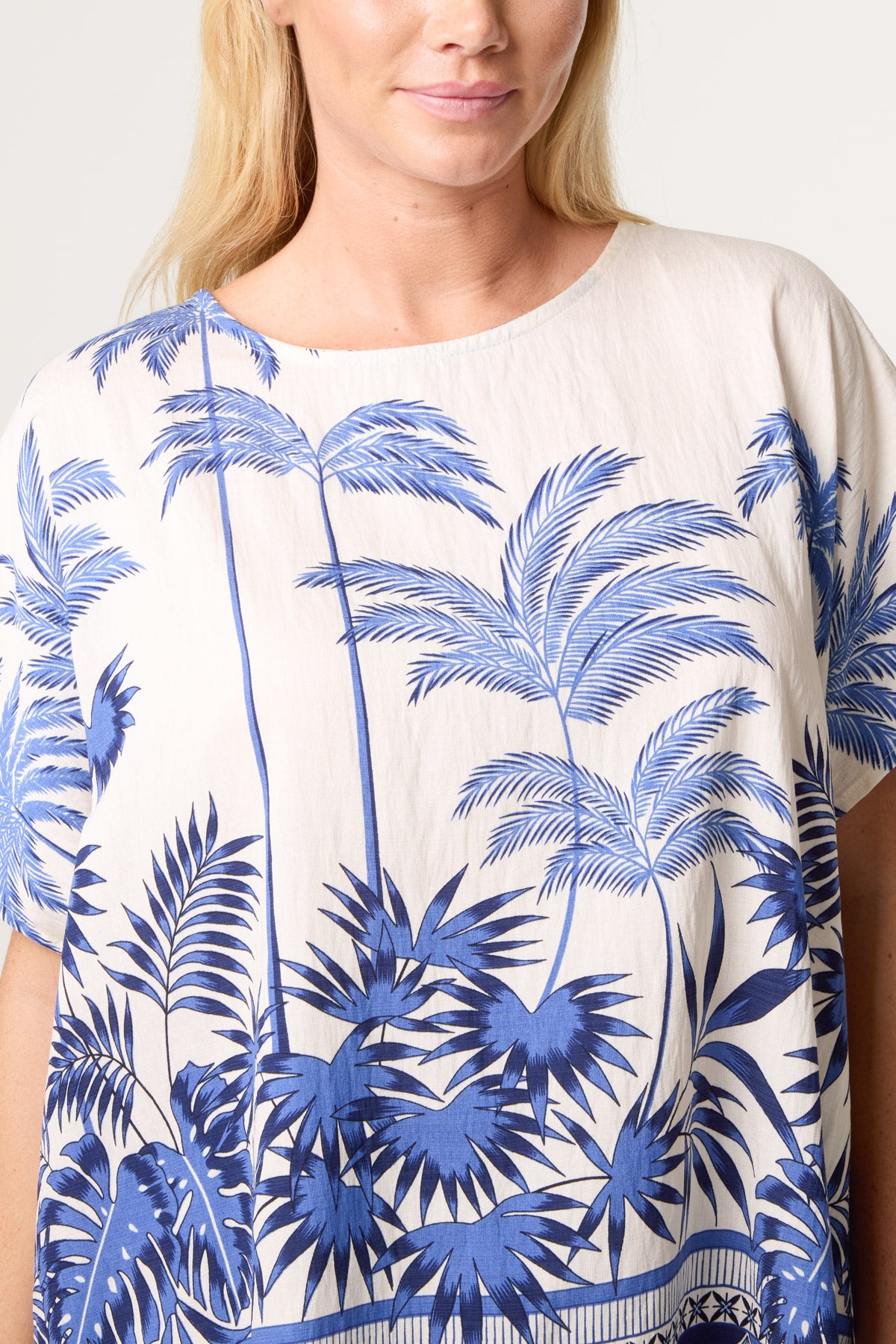 Palm Tree Border Print Top