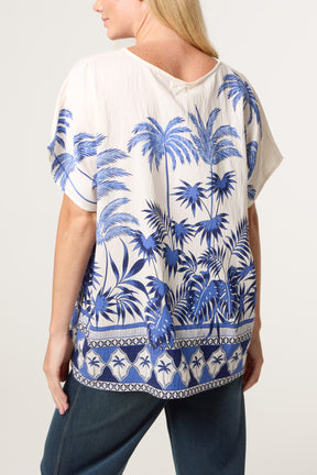 Palm Tree Border Print Top
