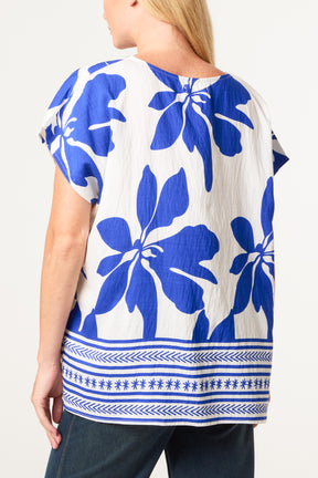 Abstract Leaf & Border Print Top