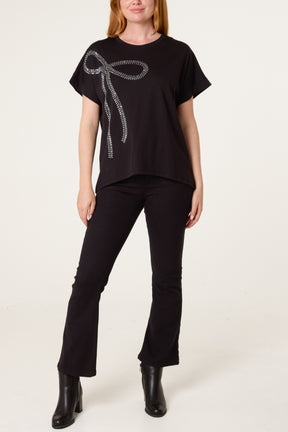 Embellished Bow Detail T-Shirt