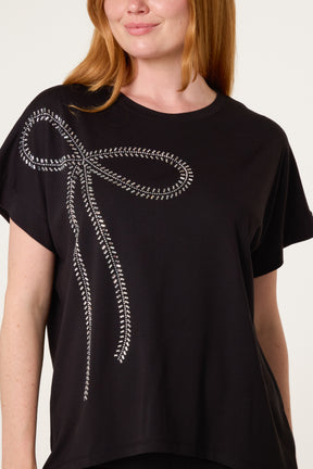 Embellished Bow Detail T-Shirt