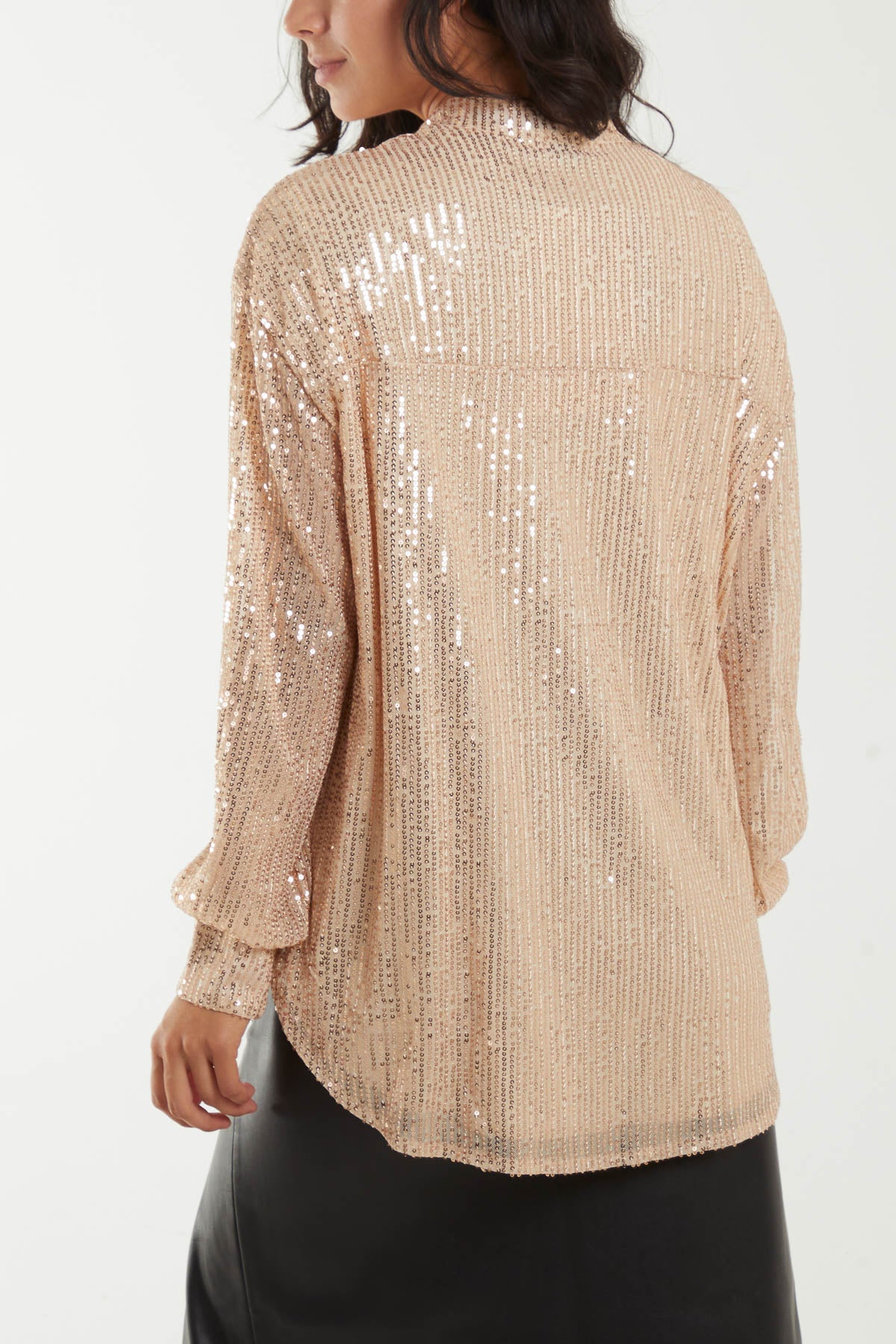 Grandad Collar Sequin Shirt