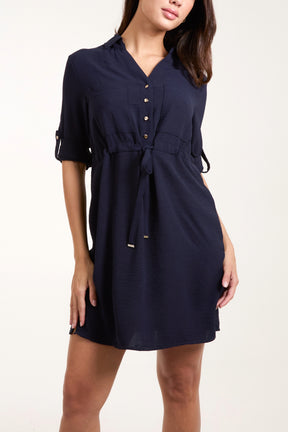 Button Top Mini Shirt Dress